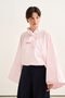Women's Organic Cotton Striped Cape Blouse Pink - 5