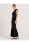 Women's Black Shoulder Bow Camisole Midi Dress - 3