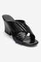 Lavean Black Knitted Cross-Strapped Women's Wedge Heeled Slippers - 3