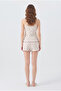 100% Cotton Combed Floral Pattern Women's Shorts Set with Straps - 6