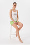 100% Cotton Combed Favored Pattern Women's Shorts Set with Straps - 3