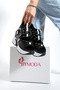 New Season Black and White Wedge Heeled Sports Sandals Heel Height Total 10 cm - 6