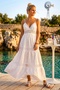 Italian Ecru Lace Collar Lined Skirt Ruffle Trim Adjustable Strap Casual Woven Dress 140 50 - 6