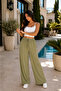 Woven Viscose Trousers with Wide Legs - Without Pockets