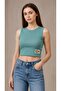 Women's Terry Cropped Tank Top with Bicycle Neckline