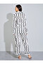 White Striped Cat Pocket Print Shirt and Pyjama Set - 5