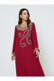 Maroon Embellished Long Sleeves Jalabiya - 2
