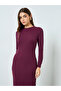 Burgundy Maxi Sheath Dress with Long Sleeves - 3