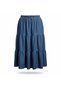 Women's Washable Denim Skirt Long Maxi 100% Cotton Elastic Waist Layered Casual Skirt - 2