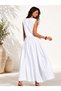 Women's White Tie-Detail Vest Maxi Skirt Top and Bottom Set Summer Stylish Set - 5