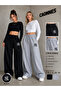 2-Piece Women's Ny Printed Sweatpants (Black-Grey) Oversize Baggy Loose Legs