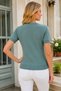 Women's Round Neck Short Sleeve Cotton Lycra Flexible Basic Comfortable Fit Stylish Mint Knitwear Blouse - 3