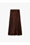Balık Form Slim Fit Textured Satin Midi Skirt - 3