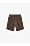 Cotton Oversize Pocketed Baggy Jean Shorts with Lace-Up Waist