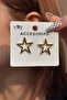 Gold Color Star Figured Women's Earrings - 3