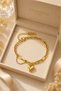 18K Gold Plated Stainless Steel Heart Charm Chain Bracelet for Women – Adjustable Mixed-Link Gold Bracelet - 6
