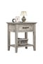 Industrial Grey Coffee Table - 2-Tier Modern Wood with Storage Drawer & Open Shelf - Bedside Table for Bedroom, Living Room, Dorm, Easy Assembly, Color: Grey