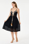 Black Tasseled Collar, Elastic Back, Adjustable Drawstring Straps, Lace Lined Midi Dress, Size 38 - 42 - 2