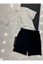 Boys' Top and Bottom Set with Sailboat Detail - Black Shorts and White T-Shirt Set - 3