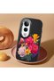 Vivo V50 Lite Compatible Case Camera Protective Black Silicone Couple Phone Case with Floral Pattern - 2