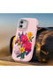 iPhone 14 Pro Max Compatible Case with Camera Protection Pink Silicone Couple Phone Case with Floral Pattern - 6
