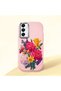 Samsung Galaxy A05S Compatible Case Camera Protector Pink Silicone Couple Phone Case with Floral Pattern
