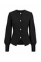 Women's Scuba Crepe Gold Buttoned Waist Fitted Long Sleeve Stylish Blouse 00231 - 3