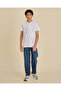 Senior Boys White Printed Mandarin Collar Polo - 5