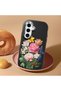 Samsung Galaxy S24 Fe Compatible Case Camera Protector Black Silicone Couple Phone Case with Floral Pattern - 2