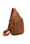 Men's Multi-Use Waterproof Chest Bag with USB Charging Port and Multiple Pockets with Adjustable Strap - Brown - 2