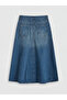 Nevavm A-Line Midi Jean Skirt with a Difference - 6