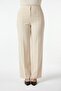 Women's Beige Large Size Crepe Trousers Palazzo Elastic Waist Full Lycra Flexible Pocketless Button Detailed Oversized Wide Leg - 4