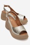 Laure Gold Genuine Leather Women's Wedge Sandals