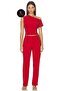 Women's Red Asymmetrical Collar One-Shoulder Imported Sandy Crop