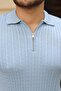 Men's Knitted Pattern Zipper Collar Knitwear T-Shirt - 4