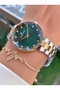 Yellow Silver Color - Green Dial Women's Wristwatch - with Bracelet Gift 010Dkl00-735 - 5