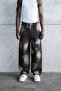 Men's Baggy Striped Baloon Fit Jean Trousers Black