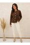 Women's Polo Collar Soft Textured Knitwear Cardigan with Gold Buttons Soft Textured Long Sleeve Stylish Casual Cardigan - 5