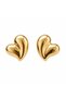 Heart Detailed Gold Steel Earrings - 2