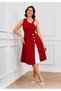 Women's Short Janjan Crepe Dress with Straps on the Shoulders and Stripes on the Other Shoulders and Buttons - 3