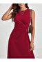 Women's Zero Sleeve Crew Neck Gathered Asymmetric Cut Detailed Janjan Crepe Dress - 6