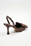 Women's Bitter Brown Polka Dot Patterned Bow Detailed Thin Heeled Slingback Stiletto 50021010 - 3