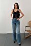 Women's Black Blouse with Straps, Lace-Up, Embroidered, Cropped, V-Neck, Buttoned, Embroidered - 3