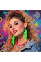 80S 90S Retro Neon Green Lightning Earrings 10 cm - 4