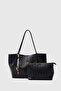 Miura Charm Detailed Knitted Shoulder Bag Black - 6