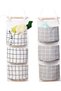 Hanging Storage Bags, Wall-Mounted Two-Piece Set, Door-Mounted Storage Bags for Children's Room, Waterproof Hanging Bathroom Storage Bags, 3 Pockets