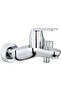 Single-handle bathtub/shower faucet, wall-mounted, threaded connection, with metal decorative cover, silver