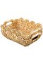 Two light blue bordered storage baskets with wooden handles, a home decor storage basket set.