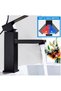Black aluminum alloy basin faucet, hot and cold water, suitable for toilets and bathrooms. - 2