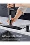 Black kitchen faucet, drop-down sprayer, classic 3-mode stainless steel faucet with high-arc single handle. - 5
